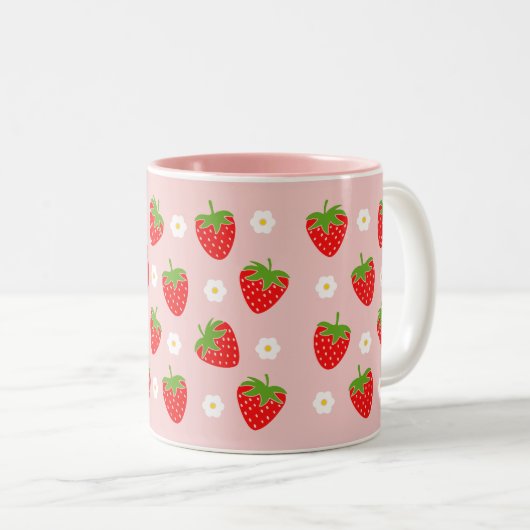Mug café fraise rose (Devant droit)