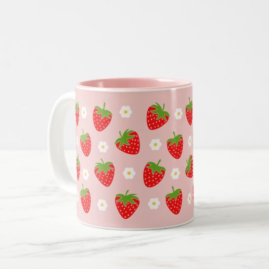 Mug café fraise rose (Devant gauche)