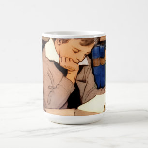 Mug Café Garçon Enfant Vintage Lisant un Livre de