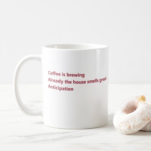 Mug Café Haiku Poem Minimal Bourgogne (Avec donut)