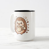 Mug Café Hérisson Mignon Kawaii Deux Tons (Devant gauche)