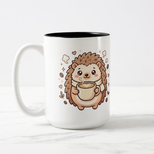 Mug Café Hérisson Mignon Kawaii Deux Tons (Gauche)