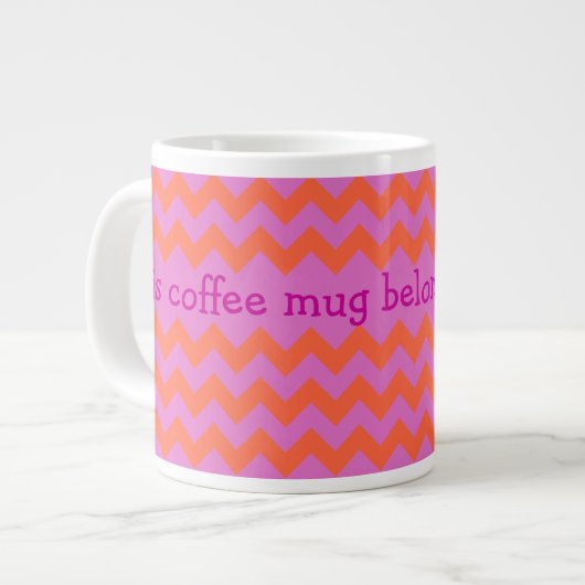 Mug café Jumbo, Magenta, Chevrons orange personnal (Devant gauche)