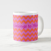 Mug café Jumbo, Magenta, Chevrons orange personnal (Devant droit)