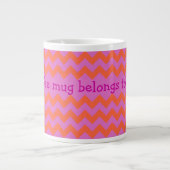 Mug café Jumbo, Magenta, Chevrons orange personnal (Devant)