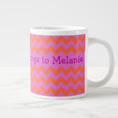 Mug café Jumbo, Magenta, Chevrons orange personnal (Droite)