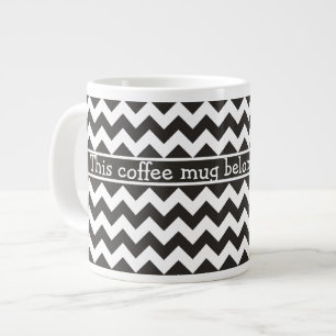 Mug café Jumbo personnalisé, Chevrons noir et blan