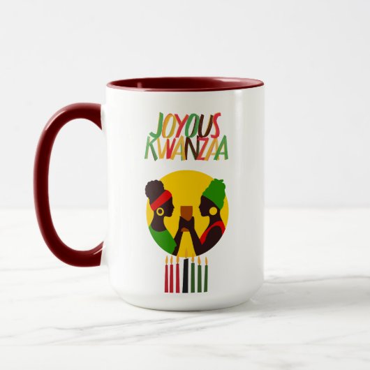 Mug café Kwanzaa avec des accents rouges, 15 oz (Gauche)