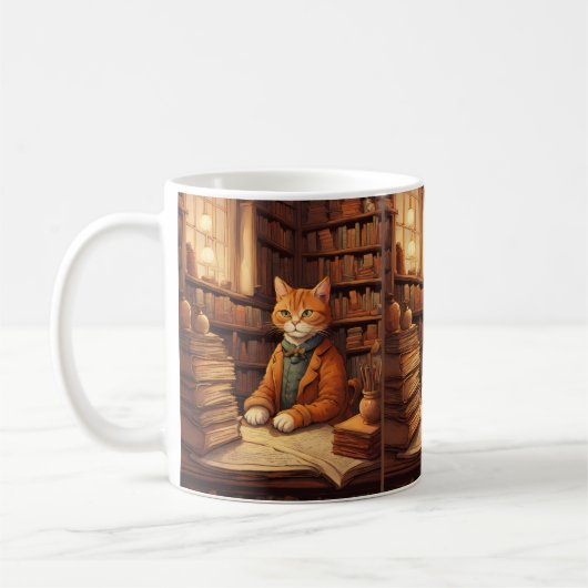 mug café livres et chats (Gauche)