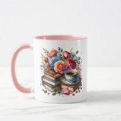 Mug Café, livres et fleurs (Gauche)