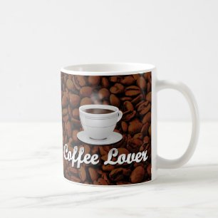 Mug Café Lover, White Cup/haricots Brown