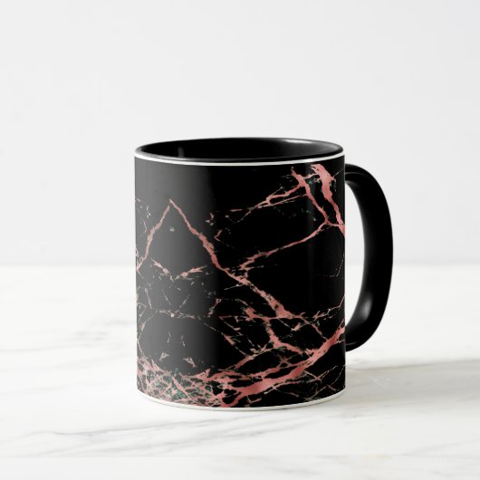 Mug Café Marbre Or et Noir Rose (Devant droit)