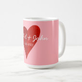 Mug café Mariage personnalisé avec coeur (Devant droit)