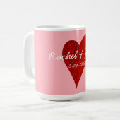 Mug café Mariage personnalisé avec coeur (Devant gauche)
