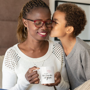 Mug CAFÉ MOM AVEC JESUS Christian Citation Temps calme