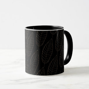Mug Café Motif noir et or Leaf Line