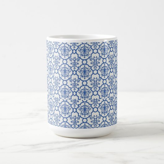 Mug Café Mug-Blue Damask (Centre)