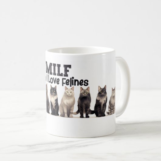 Mug Café Mug, Homme J'aime Felines MILF (Devant droit)