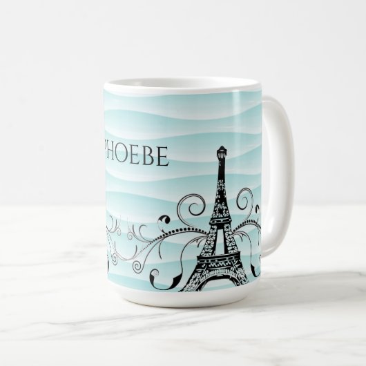 Mug Café-Mug turquoise Tour Eiffel (Devant droit)
