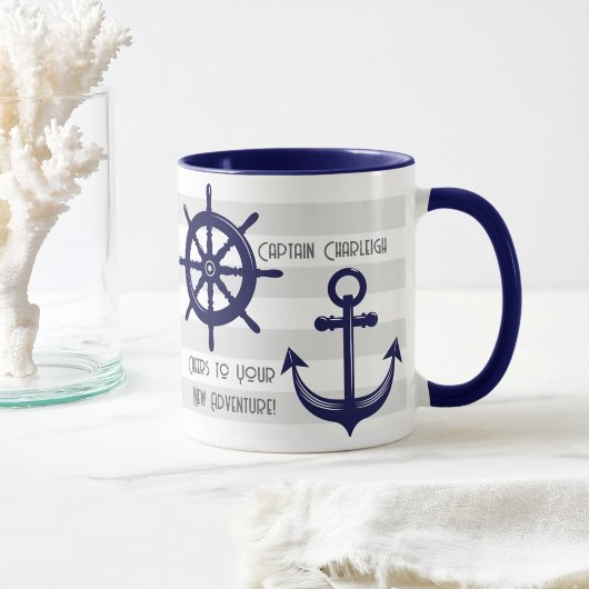 Mug Café nautique à roue à Ancre personnalisée et à ro