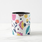 Mug café noir et rose et feuille (Centre)