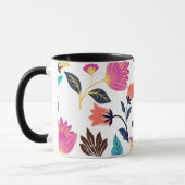 Mug café noir et rose et feuille (Gauche)