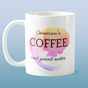 Mug Café non peint eau personnalisée Artiste Humour