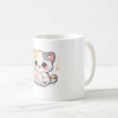 Mug Café Ordinateur Chat Mignon Kawaii - Amusant (Devant droit)