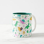 Mug café personnalisé avec le nom de bébé dinosaur (Devant droit)