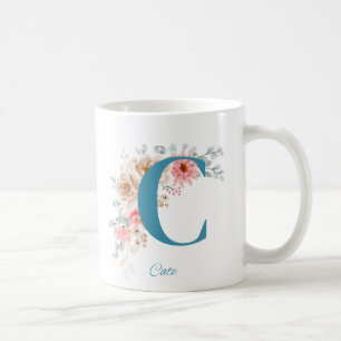 Mug café personnalisé avec nom et alphabet C