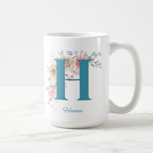 Mug café personnalisé avec nom et alphabet H