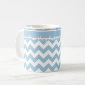 Mug café personnalisé, Chevrons bleu et blanc (Devant gauche)