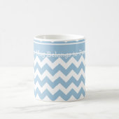 Mug café personnalisé, Chevrons bleu et blanc (Centre)