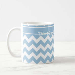 Mug café personnalisé, Chevrons bleu et blanc