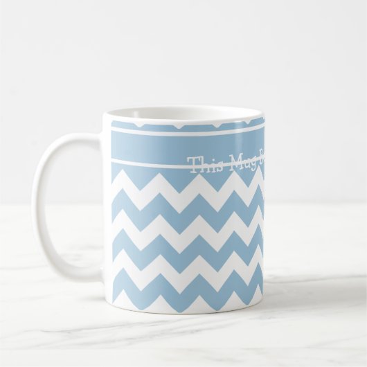 Mug café personnalisé, Chevrons bleu et blanc (Gauche)
