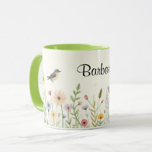 Mug Café Personnalisé Fleurs Aquarelles