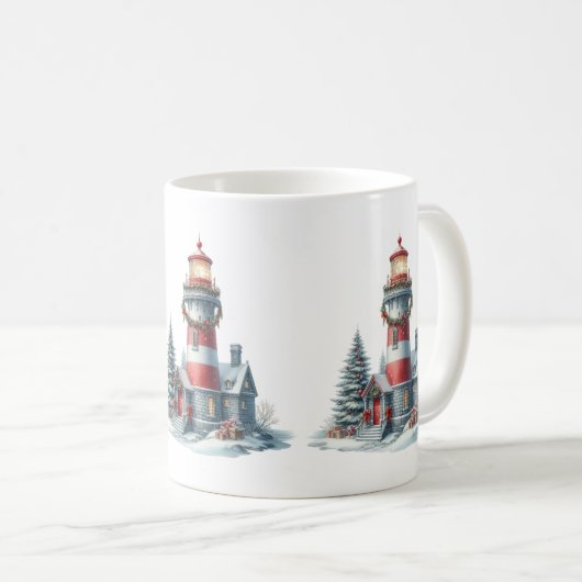 Mug café phare de Noël (Devant droit)