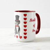 Mug Café Poodle Rouge Blanc Pensées pour Vous (Devant droit)