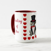 Mug Café Poodle Rouge Blanc Pensées pour Vous (Devant gauche)