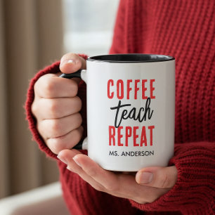 Mug Café Professeur Typographie Noir Personnalisé