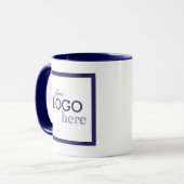 Mug Café professionnel Navy Blue Business Carré Logo (Devant gauche)