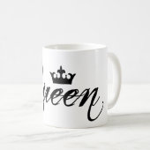 Mug café Queen noir et blanc (Devant droit)