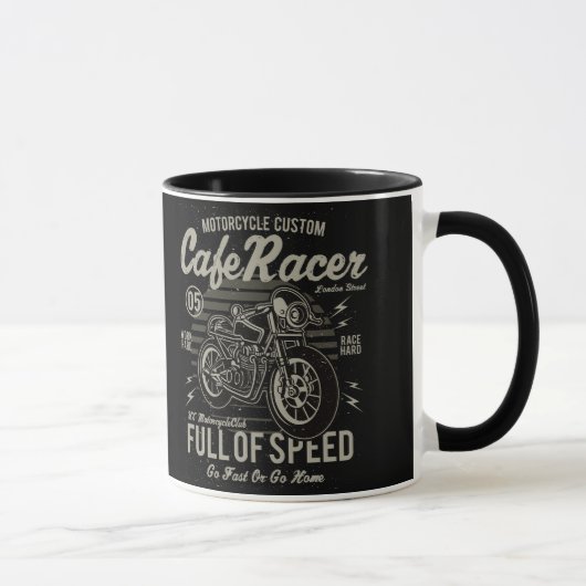 Mug Cafe Racer Travailler dur Course Aller vite ou ren (Droite)