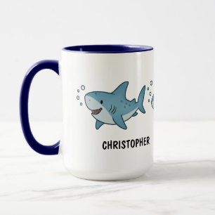 Mug Café requin mignon dessiné à la main personnalisé