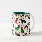 Mug café Rottweiler de Noël (Devant droit)