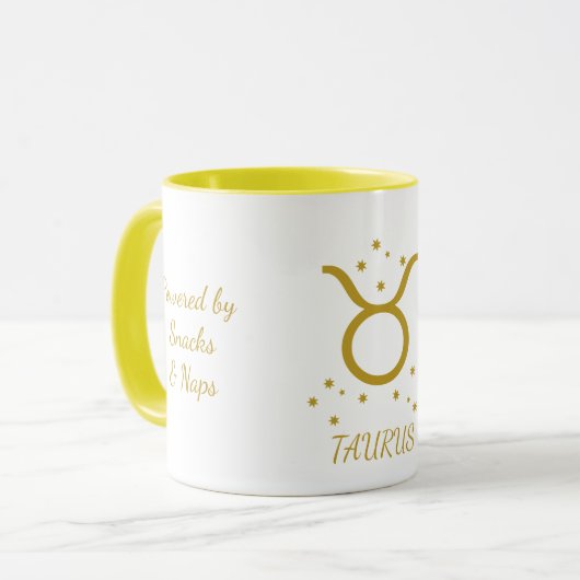 Mug Café Taureau Typographie Dorée Simple (Devant gauche)