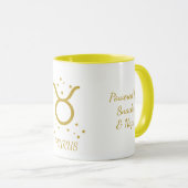 Mug Café Taureau Typographie Dorée Simple (Devant droit)