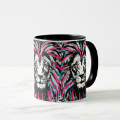 Mug café tête de lion | Coupe de café Lion Rose Bl (Devant droit)