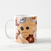 Mug Café thème beige, fleurs marron initiales (Gauche)