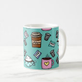 Mug Café turquoise et rose mignon (Devant droit)